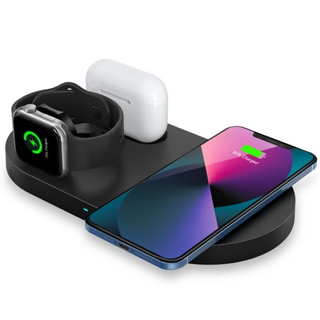 Hosaud Wireless Charger, 23W Fast Wireless Charging Station,3 in 1 Qi-Certified Charging Pad Stand for iWatch SE/6/5/4/3/2 Airpods 1/2/Pro iPhone 12/12 Pro/12 Pro Max/12 Mini/11/11 Pro/SE/8/X/XR
