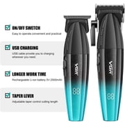 VGR 640S2 Professional Hair Clippers for Men, 9000RPM Cordless Barber Clippers and Trimmers Set, Zero Gap T-Blade Hair Cutting Kit, DLC Coated Ceramic Blade Barber Kit with LED Display(Green)
