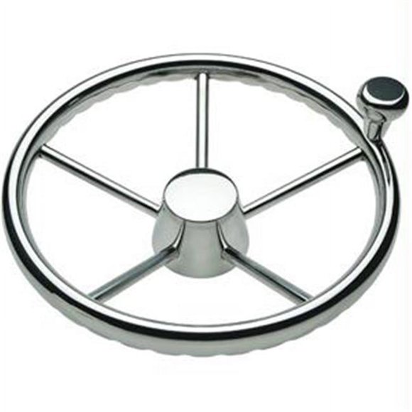 Ongaro 170 13.5' ' Roue de Destroyer Inoxydable à 5 Branches avec Capuchon Inoxydable et Jante à Poignée Doigt - Convient à 3/4' ' Barre Conique