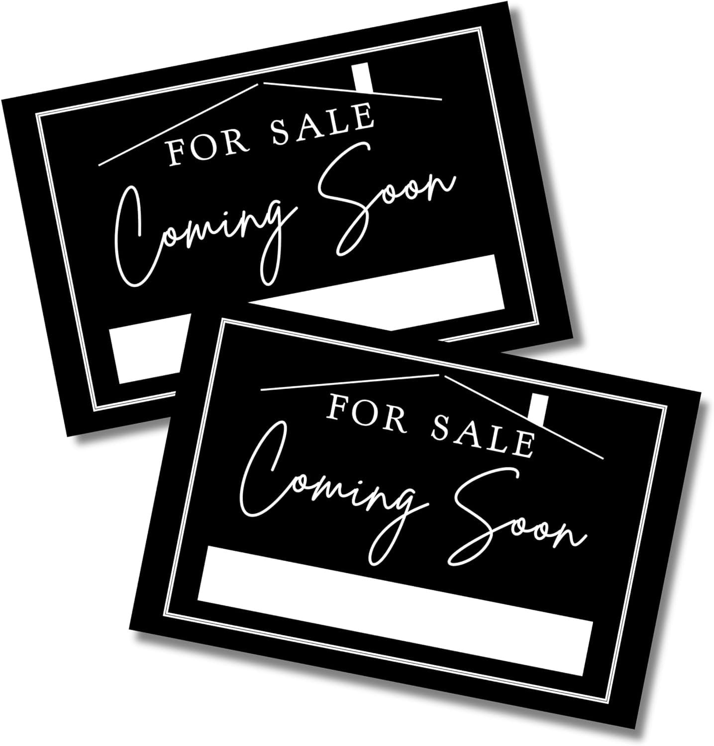 Coming Soon Real Estate Sign for Home  12 x 18 Yard Sign with H Frame Stake Home for Sale by Owner Double Sided Open House Realtor Black White Minimalist Modern