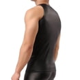 thumbnail image 4 of Men Sexy Leather Tank Top, Shiny Soft Matte Leather, Plus Size S-5XL, Male Black Leather Vest, 4 of 6