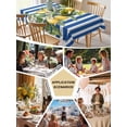 thumbnail image 6 of Blue Stripes Lemon Tablecloth Rectangle Table Cloth 60x84, Waterproof Tablecloth Outdoor Table Cloth, Spring Fruit Flowers Leaves Line Washable Table Cover for Kitchen Dinning Party, 6 of 8