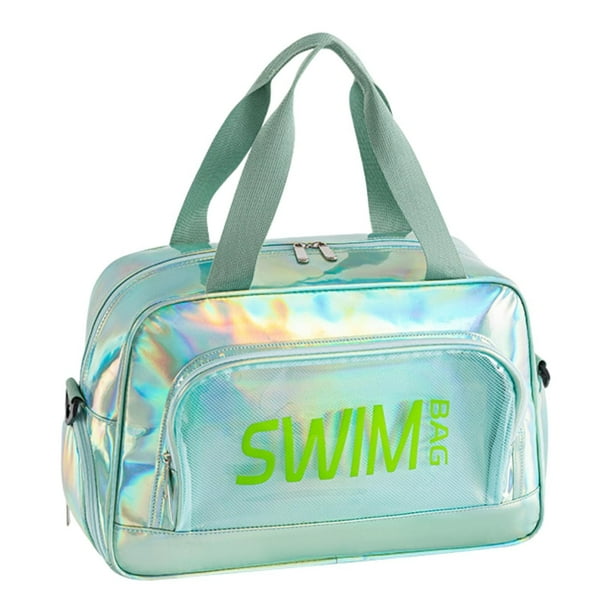 Bolsa de playa con compartimento para zapatos y cremallera, elegante bolsa de piscina para parque acuático. Verde