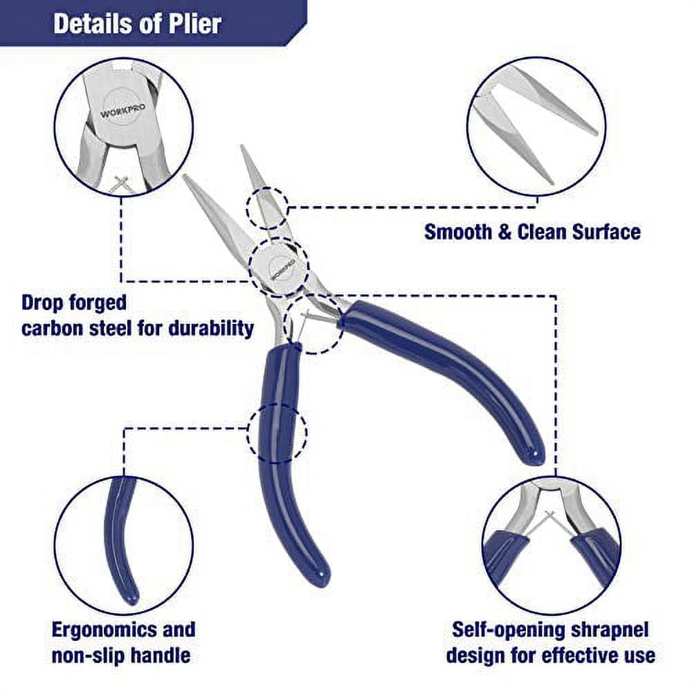 WORKPRO 7-Piece Jewelry Pliers Set, Professional Pliers for Jewelry Making Tools with Easy Carrying Pouch, Wire Cutters for Jewelry Making, Chain Nose Pliers, Craft Pliers, Earring Pliers