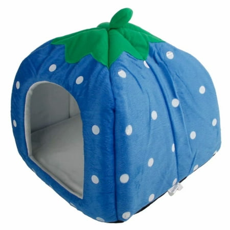 Strawberry Style Cute Soft Cotton Sponge Puppy Cat Dog House Pet Bed Dome Tent Warm Cushion Basket,