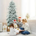 Costway 7Ft Premium Hinged Snow Flocked Slim Artificial Christmas Fir