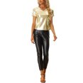 thumbnail image 2 of MODA NOVA Metallic Tees for Juniors V Neck Party Clubwear Shiny Top, 2 of 5