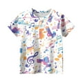 thumbnail image 5 of XADYUY Girls Tshirts Crewneck Short Sleeve Music Notation Graphic Tee Tops Girls Summer Casual Cotton Cartoon Tshirts Toddler Cute Girls Blouse 1-2 Years,Purple, 5 of 5