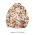 thumbnail image 5 of Camisa de manga larga con flores estilo vintage de Hong Kong para hombres y mujeres, informal, con protección solar, versátil, para parejas, 5 of 5