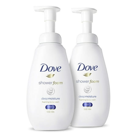 Dove Foaming Body Wash Shower Foam Deep Moisture 250 Pumps Per Bottle 13.5 Oz 2 Count
