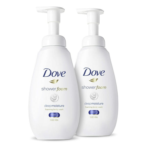 Dove Foaming Body Wash Shower Foam Deep Moisture 250 Pumps Per Bottle 13.5 Oz 2 Count