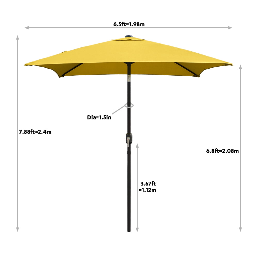 Ultrashades 6.5 ft Square Outdoor Patio Market Umbrella with Push Button Tilt and Crank Handle, Yellow