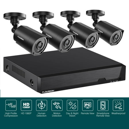 [Newest] Wireless Security Camera System, 8CH 1080N Wireless DVR System with 4pcs 1080P IP Security Camera with Night Vision and Email Alert Remote Access for Indoor Outdoor No HDD