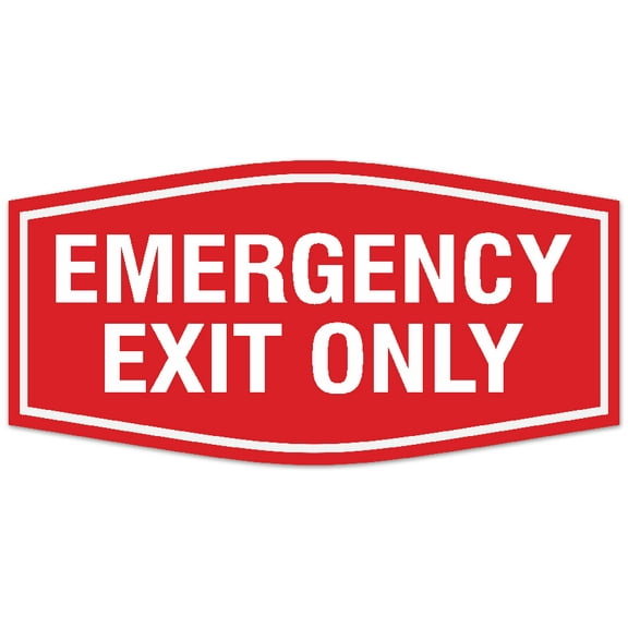 Signs ByLITA Fancy Emergency exit only Sign - Laser-Engraved Lettering | Durable ABS Plastic | Vibrant Colors | Powerful Foam Tape Sign (Red) - Large