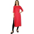 thumbnail image 2 of Bimba Women Rayon Straight Kurta Kurti 3/4 Sleeve Casual Summer Blouse, 2 of 7