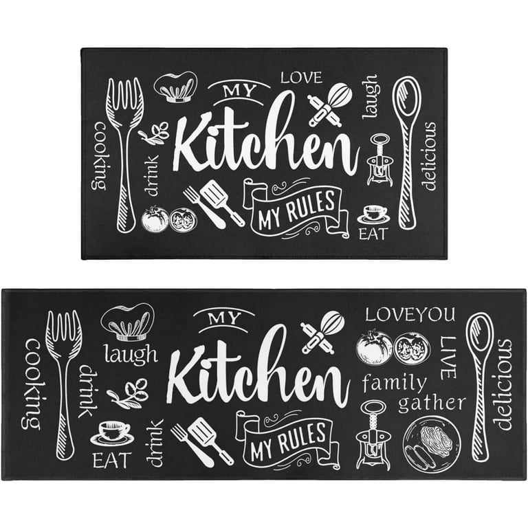Kitchen Rugs and Mats Non-Slip Washable Anti-Fatigue Kitchen Mats 2 Pieces  Black Kitchen Carpet Floor Comfort Mats for Kitchen Sink Front Two Piece  Set, Black 17x24+17x48inch - Yahoo Shopping