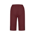 thumbnail image 7 of KDDYLITQ Womens Capri Pants Straight Leg Buttons Workout Bottoms Side Slit Knee-Length Gym Sweat Pants Lightweight Athletic Walking Joggers with Pockets Wine L, 7 of 7