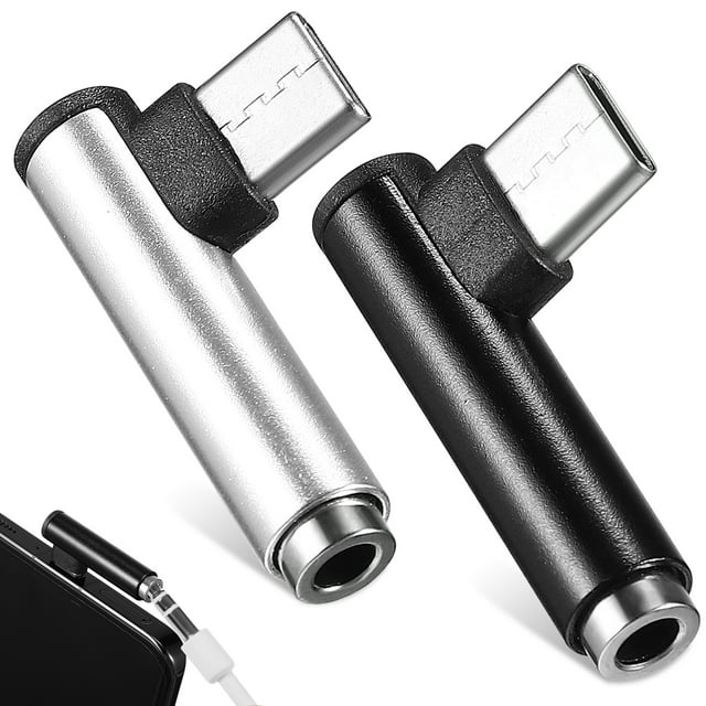 Miangastore 2Pcs Type-C to 3.5mm Audio Adapter 90 Degree Angle Audio Headphone Adapter for Mobile Phone