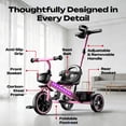 thumbnail image 6 of JoyStone 2-in-1 Toddler Tricycle for Ages 1-4 Years, Kids Trike Toddler Bike with Removable Push Handle, Adjustable Seat & Basket, Pink, 6 of 11