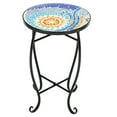 thumbnail image 6 of Mosaic Side Table,14'' Round Small Bistro Table, Indoor End Table,Accent Patio Table with Metal Frame, Black Iron Plant Stand,for Garden Yard Parch Balcony, 6 of 9