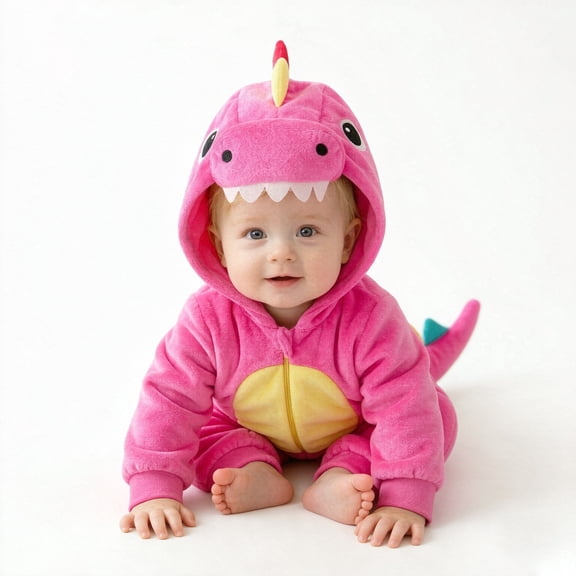 SIYUDAN Baby Dinosaur Animal Hooded Jumpsuit Romper for Halloween Outfit Dress up 3-6 Months
