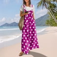 thumbnail image 3 of Polka Dot Jumpsuits for Women Summer Casual Boho Wide Leg Overalls Loose Fit Sleeveless Rompers with Pockets(Purple,XL）, 3 of 8