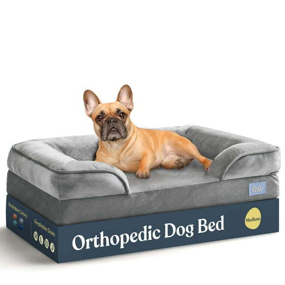 Sofá ortopédico cama para perros – Cama para perros medianos – Cama para mascotas transpirable e impermeable – Sofá cama de espuma de huevo con soporte adicional para la cabeza y el cuello – Funda ext