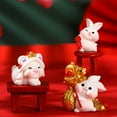 thumbnail image 4 of Sunjoy Tech 2Pcs Resin Rabbit Ornaments Miniature Chinese Year of The Rabbit Figurines for Home Office Decor, 4 of 8