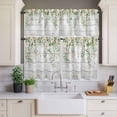 thumbnail image 4 of 3 Piece Kitchen Curtains and Valances Set Watercolor Floral Cafe Curtains 24 Inch Length Spring Flowers Leaves Botanical Wood Grain Valance & Tier Curtain for Living Room Bedroom 54"x18"+27"x24"*2, 4 of 6