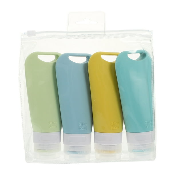 4 botellas de viaje de silicona, subbotellas para loción, botellas portátiles para maquillaje.