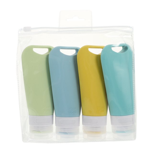 4 botellas de viaje de silicona, subbotellas para loción, botellas portátiles para maquillaje.
