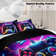 BlessLiving 3Pcs Game Controller Comforter Set Queen Size Gaming Bedding Set for Kids Boys Gamer, Multicolor