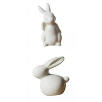 Set of 2 Ceramic Rabbit Figurine Easter Statue Home Tabletop*Decor Ornament