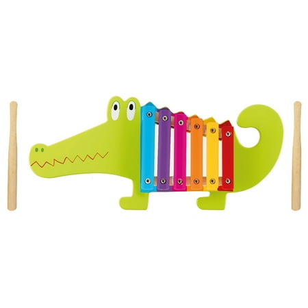 Orange Tree Toys: Xylophone: Crocodile – Wooden Musical Instrument Toy w/ 2 Drumsticks Animal Shaped Developmental Toy Toddler & Kids Ages 3+