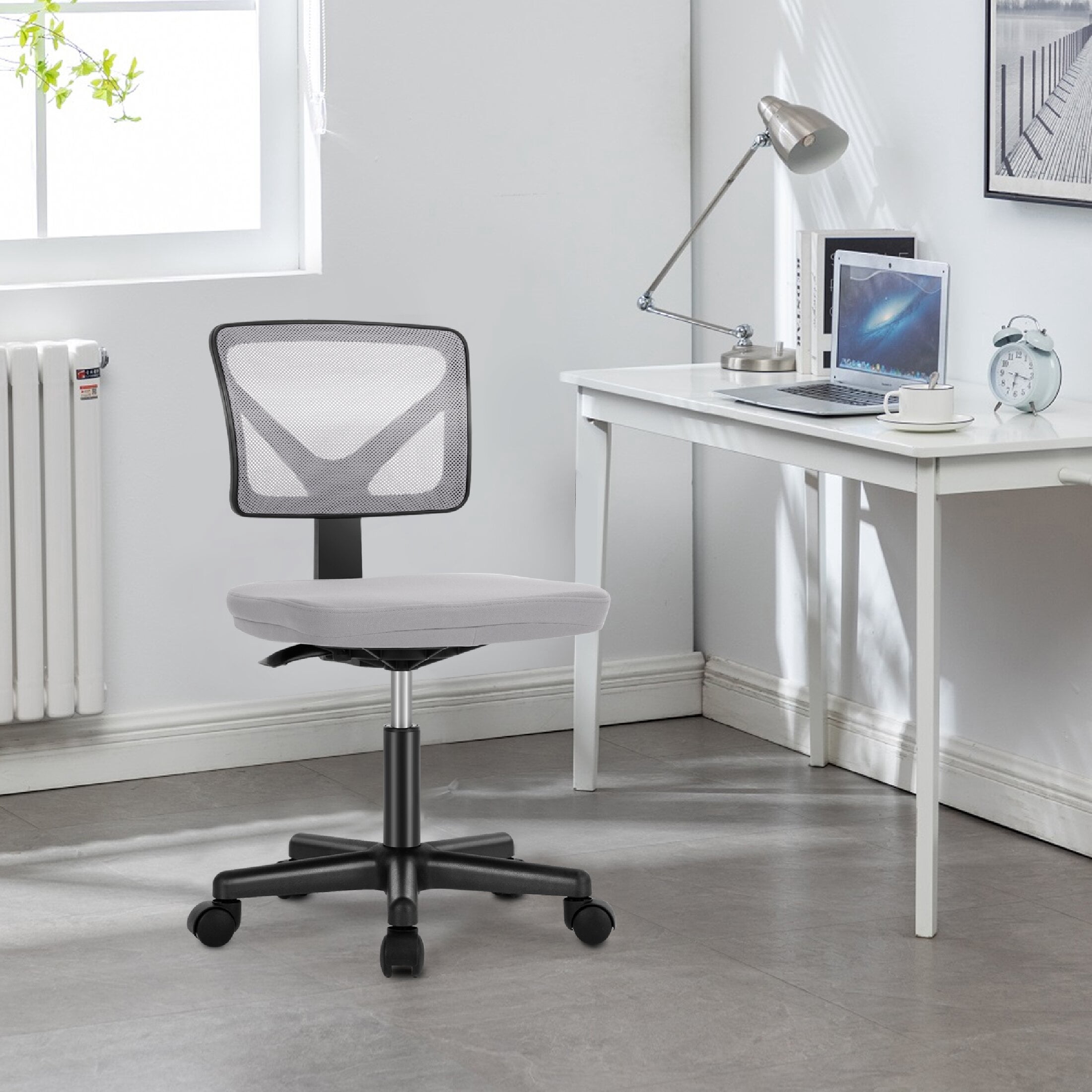 CONCETTA Armless Office Computer Desk Chair, Ergonomic Low-Back Mesh Rolling Work Swivel Chairs with Wheels, Gray
