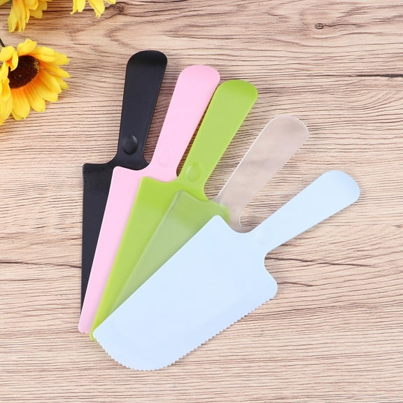 ACDANC Cake Knife 5PC Cake Cutter Matte Serrated Disposable Cake Thicken Cutter Plastic Tableware for Birthday Party