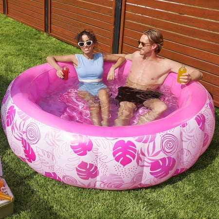 Inflatable Swimming Pool,5.5ft x 20 Inch Full-Sized Blow Up Durable Thickened Luxury Above Ground Family Pool with Comfortable Backrest for Summer Water Party Backyard Garden Lawn,