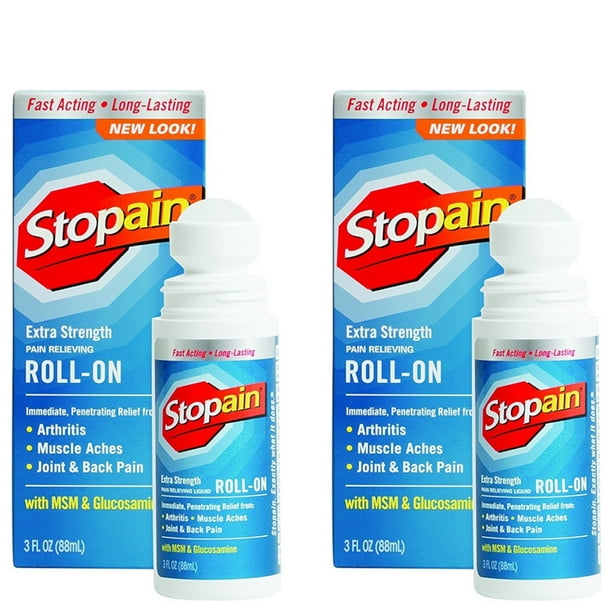 2 Pack Stopain Extra Strength Pain Relieving Rollon 3oz Each
