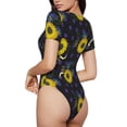 thumbnail image 3 of Balery Sunflowers Women's Short Sleevee Crew Neck Bodysuit Tops Short Sleeve Tops Basic-, 3 of 9