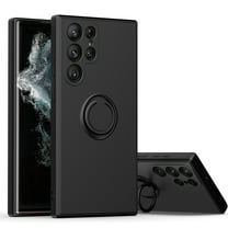 Silicone Ring Holder Case for Samsung Galaxy S25 Ultra, Shock Absorption, Bumper Design, 360° Kickstand Case, Support Magnetic Car Mount, for Samsung Galaxy S25 Ultra,Black