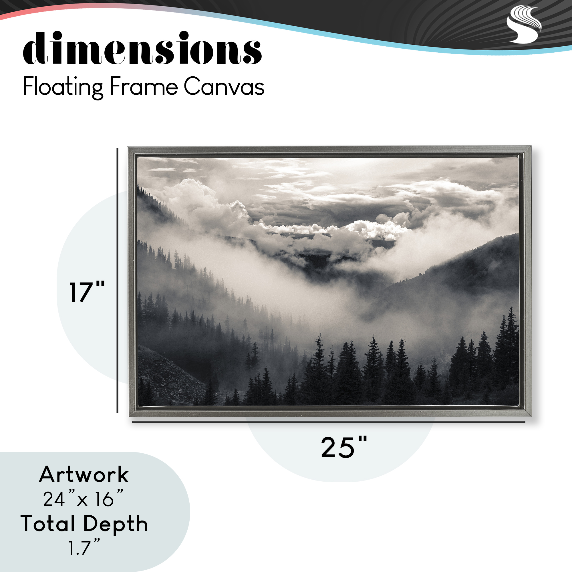Billowing Fog Atmosphere Gray Framed Floater Canvas Wall Art, design by Decent Exposures