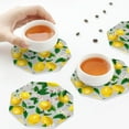 thumbnail image 4 of Leather Coasters with Heat-resistant for Drinks, Lemon Oil Painting Effect -标题2 Octagon, 4 of 5