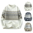 thumbnail image 2 of Striped Sweaters Men's Fall Winter Long Sleeve Sweatshirts Vintage Ethnic Pattern Knitwear Comfy Crewneck Warm Thick Sweater, 2 of 3