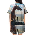thumbnail image 3 of Lsque Clear Sky Mountain Red Dragon Women's Short-Sleeved Pajama Set - 2 Piece Soft and Lightweight Sleepwear Set-XX-Large, 3 of 9
