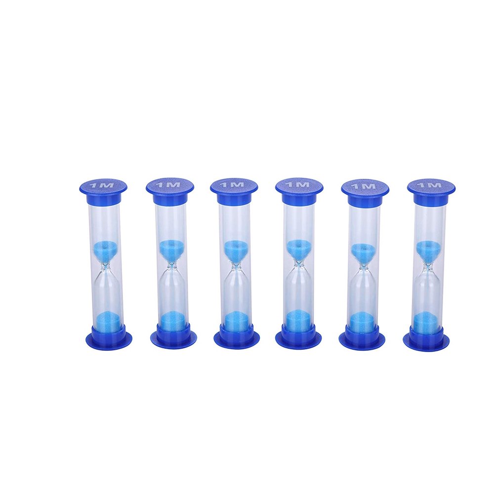 6 Pcs Plastic 1 Minute Sand Timer Sandglass Hourglass Sand Clock, Blue
