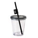 thumbnail image 1 of Vaso transparente con tapa y pajita Vasos transparentes para mascotas Vaso de agua transparente fácil de llenar Negro, 1 of 9