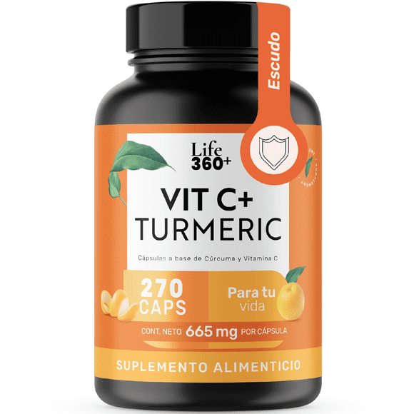 VITAMINA C Life360+ con Cúrcuma 270 cápsulas Suplemento Alimenticio