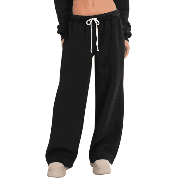 WQD Women's Sweatpants Wide Leg Lounge Joggers with Drawstring Comfy Loose Fit Casual Workout Athletic Yoga Pants with Pockets