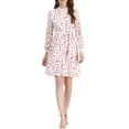 thumbnail image 2 of INSPIRE CHIC Robe Fleurie pour Femme Col Montant Manches Longues Taille à Nouer Longueur Genou Robe Bohème TG Blanc, 2 of 7
