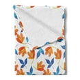 thumbnail image 2 of Flower Soft Flannel Fleece Throw Blanket, Pastel Blossom Leaf Summer Petals Flourishing Shabby Vibrant, Cozy Plush for Indoor and Outdoor Use, 70" x 90", Pale Orange Cobalt Blue, by Ambesonne, 2 of 5